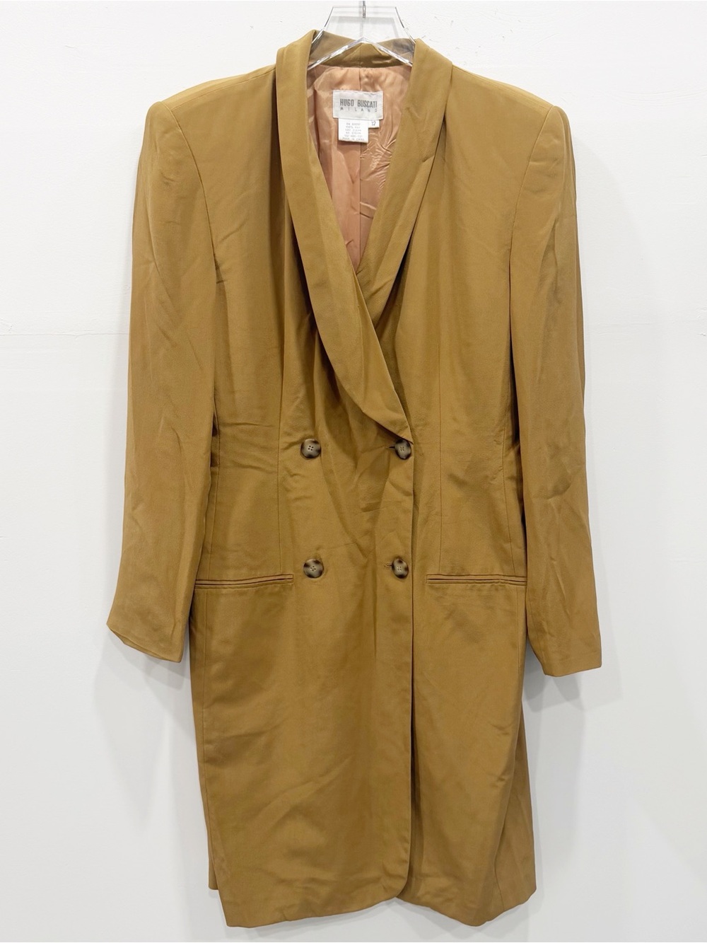 Hugo Buscati Milano Silk Long Sleeve Double Breasted Blazer Dress Size 12